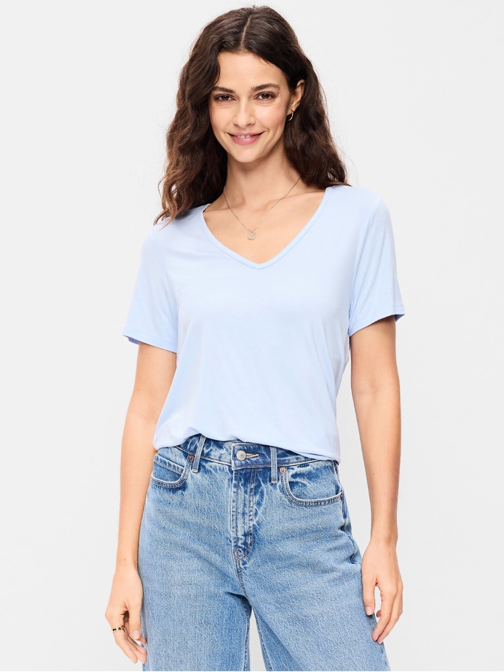 Old Navy Luxe  V-Neck Tee Blue L tall NWOT